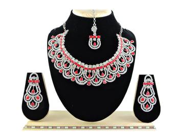 Red designer function wear ad necklace set 1