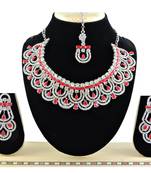 Red designer function wear ad necklace set