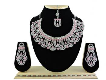 Pink designer function wear ad necklace set 1