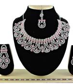 Pink designer function wear ad necklace set