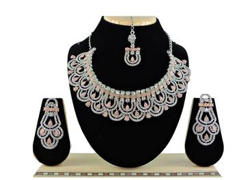 Orange designer function wear ad necklace set 1