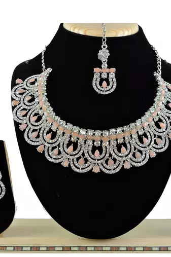Orange designer function wear ad necklace set