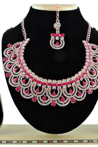 Red designer function wear ad necklace set