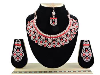 Red designer function wear ad necklace set 1