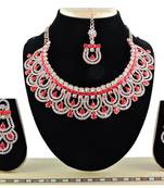 Red designer function wear ad necklace set