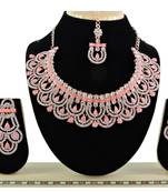Pink designer function wear ad necklace set