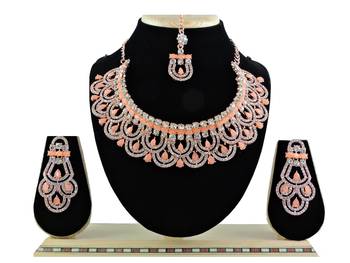 Orange designer function wear ad necklace set 1