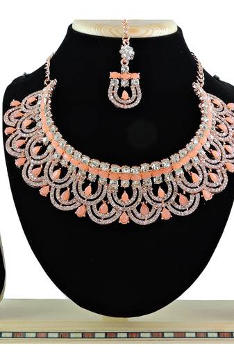 Orange designer function wear ad necklace set