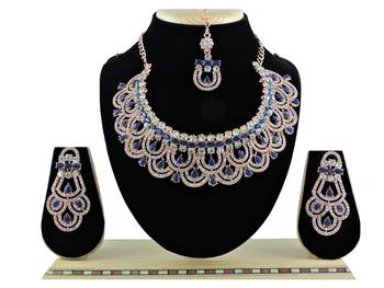 Blue designer function wear ad necklace set 1