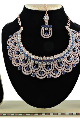 Blue designer function wear ad necklace set