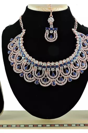 Blue designer function wear ad necklace set