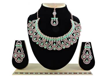 Green designer function wear ad necklace set 1