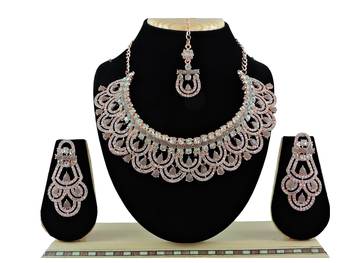 Grey designer function wear ad necklace set 1