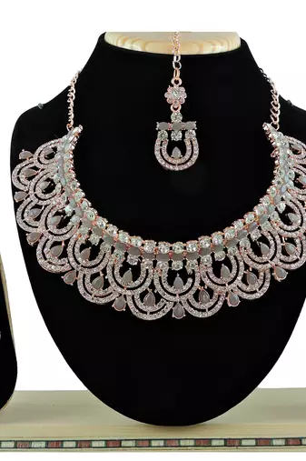 Grey designer function wear ad necklace set