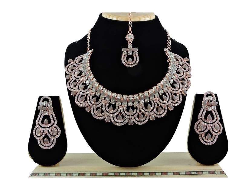 Grey designer function wear ad necklace set