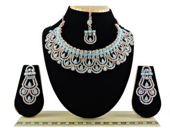 Turquoise designer function wear ad necklace set 1