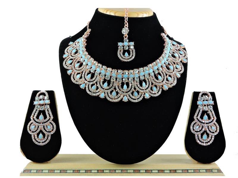 Turquoise designer function wear ad necklace set