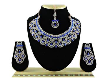 Blue designer function wear ad necklace set 1