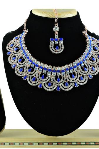 Blue designer function wear ad necklace set
