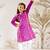 Girl's traditional purple cotton kurta leggings set with thread embroidery for festival casual wear (22-30)