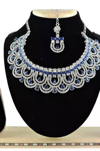 Blue designer function wear ad necklace set