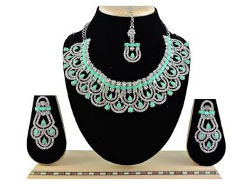 Green designer function wear ad necklace set 1