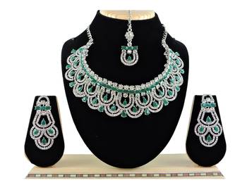 Green designer function wear ad necklace set 1