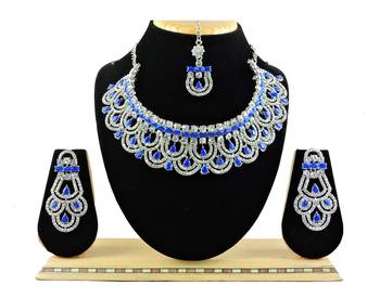 Blue designer function wear ad necklace set 1
