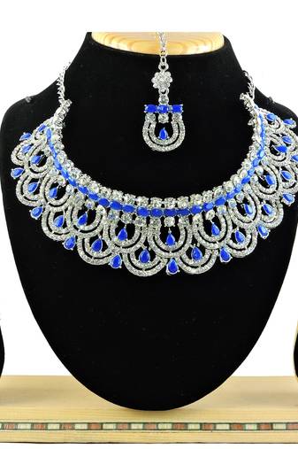Blue designer function wear ad necklace set