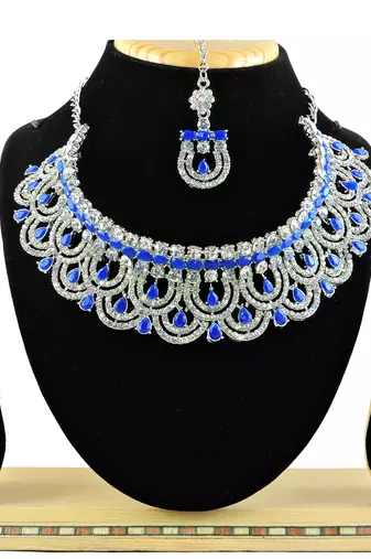 Blue designer function wear ad necklace set
