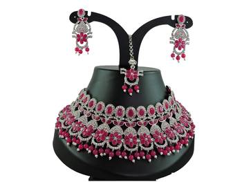 Red designer function wear ad necklace set 1