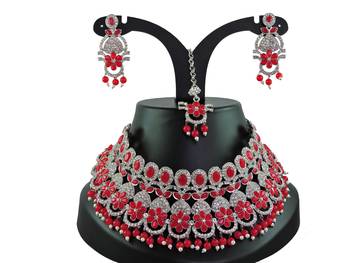 Red designer function wear ad necklace set 1