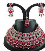 Red designer function wear ad necklace set