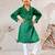 Girl's traditional raksha bandhan outfit - green cotton kurta with white leggings set for casual festival wear