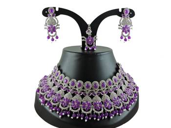 Purple designer function wear ad necklace set 1