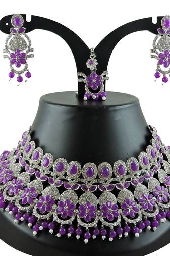 Purple designer function wear ad necklace set