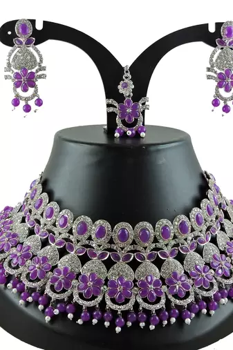 Purple designer function wear ad necklace set