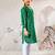 Girl's traditional raksha bandhan outfit - green cotton kurta with white leggings set for casual festival wear