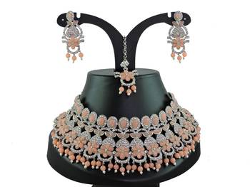 Orange designer function wear ad necklace set 1