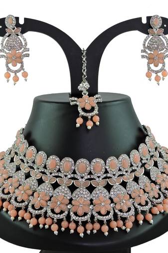 Orange designer function wear ad necklace set