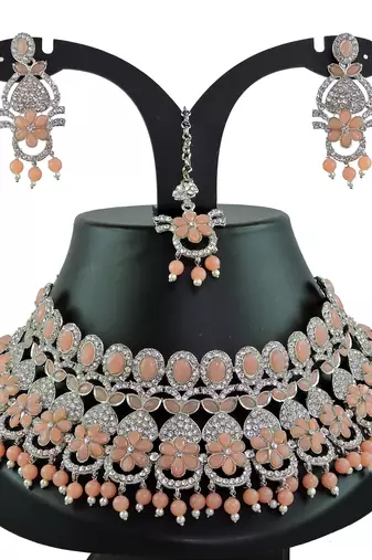 Orange designer function wear ad necklace set
