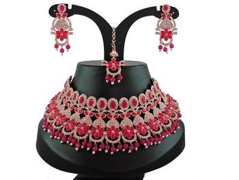 Red designer function wear ad necklace set 1