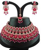 Red designer function wear ad necklace set