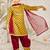 Girl tween cotton kurta set with dupatta - mustard floral print traditional wear rakhi  designer ethnic festival outfit