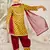 Girl tween cotton kurta set with dupatta - mustard floral print traditional wear rakhi  designer ethnic festival outfit