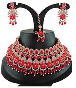 Red designer function wear ad necklace set