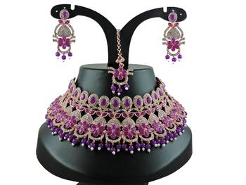 Purple designer function wear ad necklace set 1