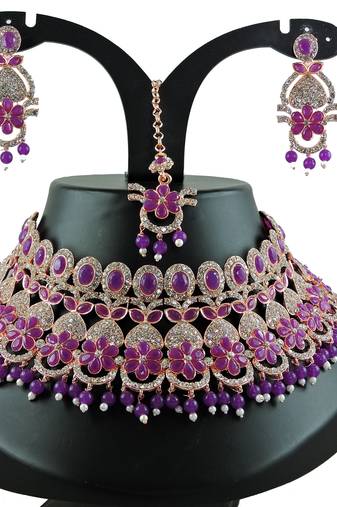 Purple designer function wear ad necklace set