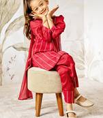 Girl's wedding festive silk kurta set with dupatta - maroon sequin embroidered traditional ethnic wear raksha bandhan