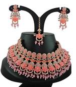 Pink designer function wear ad necklace set